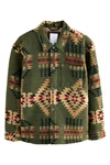 Next Hemdjacke im Navajo-Stil mit Borgfutter Dunkelgrün/Grün/Beige/Creme