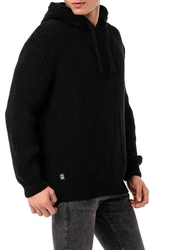 RedBridge Strickpullover mit Kapuze  Schwarz