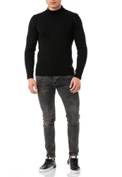 RedBridge Strickpullover mit kurzem Stehkragen Schwarz