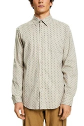 Esprit Business Hemd Weiß/Khaki/Beige