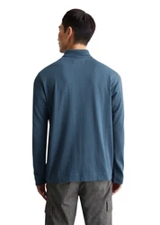 Marc O'Polo Langarm-Poloshirt Blau/Grau