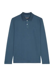 Marc O'Polo Langarm-Poloshirt Blau/Grau