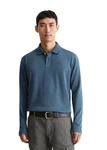 Marc O'Polo Langarm-Poloshirt Blau/Grau