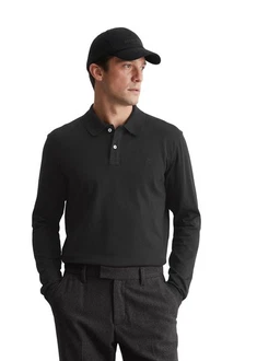 Marc O'Polo Langarm-Poloshirt Dunkelgrau/Khaki/Hellgrau/Grau/Schwarz