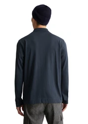 Marc O'Polo Langarm-Poloshirt Dunkelblau/Blau/Grau