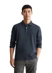 Marc O'Polo Langarm-Poloshirt Dunkelblau/Blau/Grau