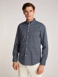 Langarmhemd Tommy Hilfiger Flex Poplin Linr Floral RF Shirt nachtblau/elfenbein