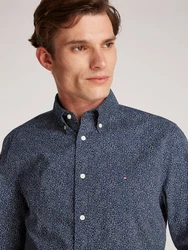 Langarmhemd Tommy Hilfiger Flex Poplin Linr Floral RF Shirt nachtblau/elfenbein