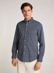 Langarmhemd Tommy Hilfiger Flex Poplin Linr Floral RF Shirt nachtblau/elfenbein