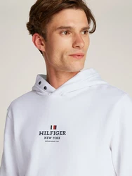 Tommy Hilfiger Hoodie mit Logodruck Weiß/Creme/Hellblau