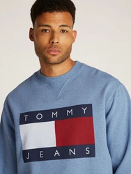 Tommy Jeans Sweatshirt TJM MELANGE FLAG CREW Hellblau/Blau/Grau/Dunkelblau