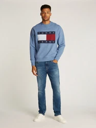 Tommy Jeans Sweatshirt TJM MELANGE FLAG CREW Hellblau/Blau/Grau/Dunkelblau