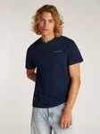Tommy Jeans T-Shirt TJM SLIM LINEAR CHEST SS TEE EXT mit Logodruck Dunkelblau/Hellblau/Schwarz
