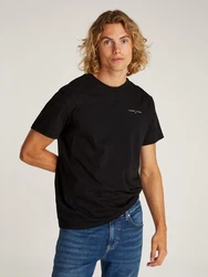 Tommy Jeans T-Shirt TJM SLIM LINEAR CHEST SS TEE EXT mit Logodruck Dunkelblau/Hellblau