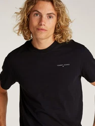 Tommy Jeans T-Shirt TJM SLIM LINEAR CHEST SS TEE EXT mit Logodruck Dunkelblau/Hellblau