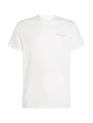Tommy Jeans T-Shirt TJM SLIM LINEAR CHEST SS TEE EXT mit Logodruck Weiß/Creme