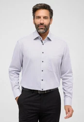 Eterna Langarmhemd COMFORT FIT NON IRON Grau/Weiß