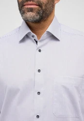 Eterna Langarmhemd COMFORT FIT NON IRON Grau/Weiß