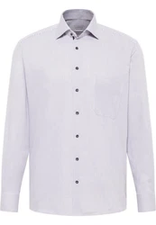 Eterna Langarmhemd COMFORT FIT NON IRON Grau/Weiß