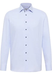 Eterna Langarmhemd COMFORT FIT NON IRON Hellblau/Dunkelblau