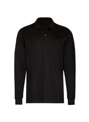 Trigema Poloshirt Langarm mit Armbündchen Schwarz