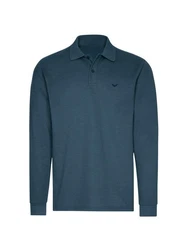 Trigema Poloshirt Langarm mit Armbündchen blau/jeans/melange