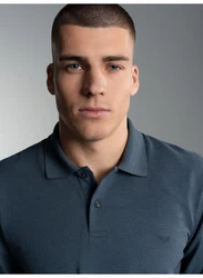 Trigema Poloshirt Langarm mit Armbündchen blau/jeans/melange