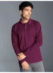 Trigema Poloshirt Langarm mit Armbündchen Rosa/Dunkelrot/Lila/Bordeaux