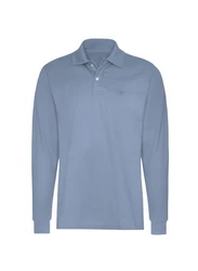 Trigema Poloshirt Langarm mit Armbündchen Hellblau/Blau