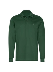 Trigema Poloshirt Langarm mit Armbündchen Grün/Dunkelgrün