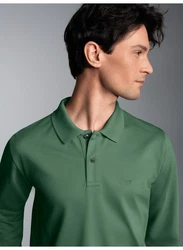 Trigema Poloshirt Langarm mit Armbündchen Grün/Dunkelgrün