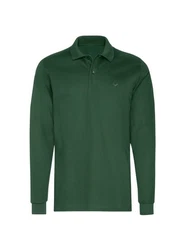Trigema Poloshirt Langarm mit Armbündchen Grün/Dunkelgrün