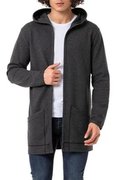Cardigan mit Kapuze Langer offener Schnitt Offener Schnitt
