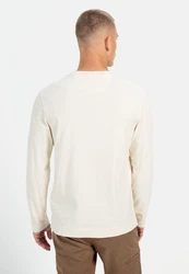 camel active Henleyshirt Weiß/Khaki/Creme/Beige