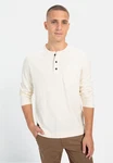 camel active Henleyshirt Weiß/Khaki/Creme/Beige