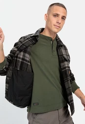 camel active Henleyshirt Dunkelgrün/Khaki