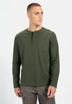 camel active Henleyshirt Dunkelgrün/Khaki
