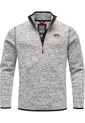 Amaci&Sons Sweatshirt AMES Fleecejacke Herren Troyer Strickfleece Zipper Grau/Hellgrau