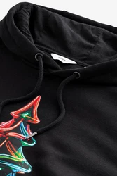 Next Kapuzensweatshirt Weihnachtliches Sweatshirt-Hoodie Mischfarben/Schwarz/Dunkelgrün/Gelb/Beige