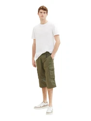 TOM TAILOR Shorts Printed Max Overknee khaki