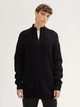TOM TAILOR Denim Strickpullover Troyer Schwarz/Hellblau