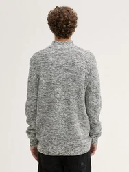 TOM TAILOR Denim Strickpullover Troyer Hellgrau/Grau