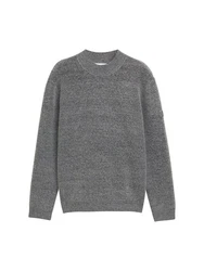 TOM TAILOR Strickpullover mit Stehkragen und Logo Badge graumeliert