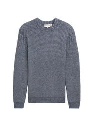 TOM TAILOR Strickpullover mit Struktur Dunkelblau/Grau/Blau