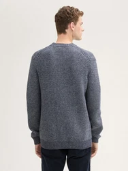 TOM TAILOR Strickpullover mit Struktur Dunkelblau/Grau/Blau