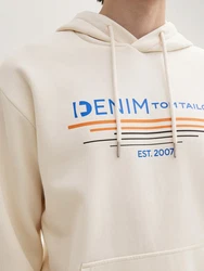 TOM TAILOR Denim Sweatshirt Hoodie mit Print royalblau/orange/offwhite