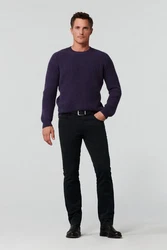 MEYER 5-Pocket Hose Chinos Diego mit Stretch-Dehnbund Dunkelblau/Schwarz/Lila