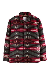 Next Hemdjacke im Navajo-Stil mit Borgfutter Rot/Dunkelrot/Beige