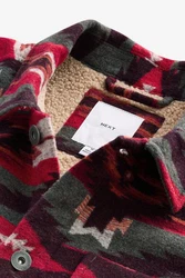 Next Hemdjacke im Navajo-Stil mit Borgfutter Rot/Dunkelrot/Beige