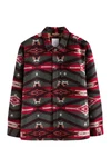 Next Hemdjacke im Navajo-Stil mit Borgfutter Rot/Dunkelrot/Beige